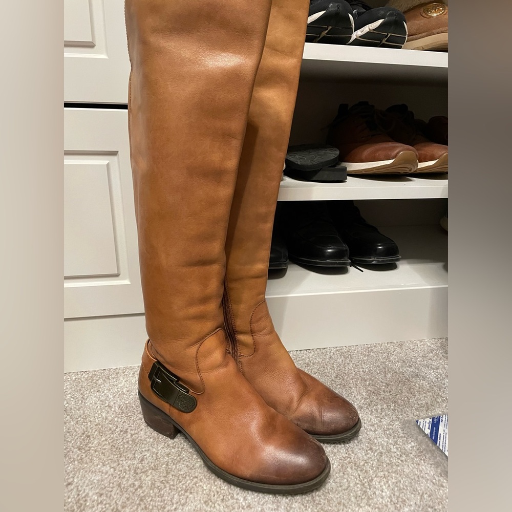 Vince Camuto Bocca leather riding knee boots chestnut brown 7